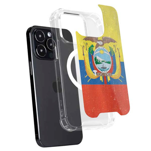 Ecuador Flag Distressed iPhone 14 Pro MagSafe Case